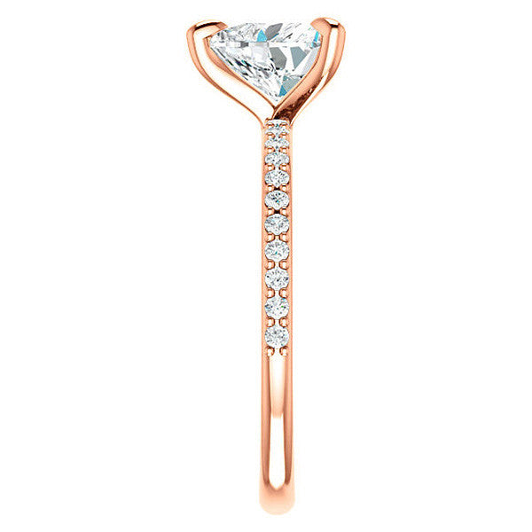 Heart Moissanite Engagement Ring with Claw Prongs