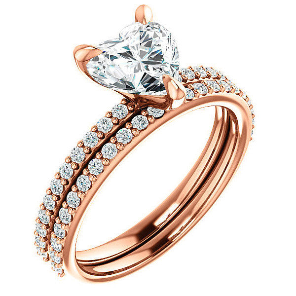 Heart Moissanite Engagement Ring with Claw Prongs