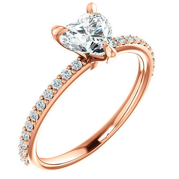 Heart Moissanite Engagement Ring with Claw Prongs