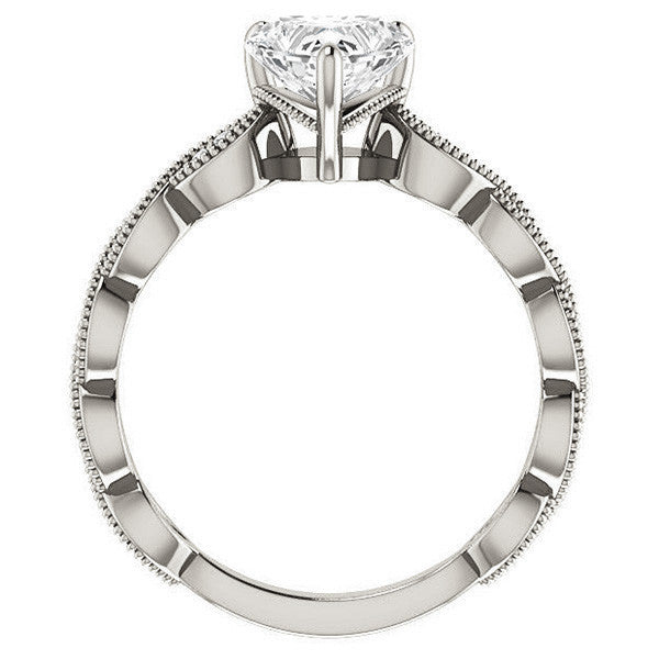 Heart cut Infinity-Styled Moissanite Engagement Ring with Milgrain