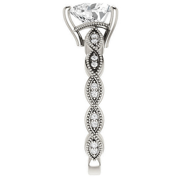 Heart cut Infinity-Styled Moissanite Engagement Ring with Milgrain