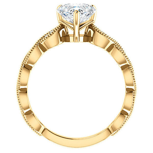 Heart cut Infinity-Styled Moissanite Engagement Ring with Milgrain