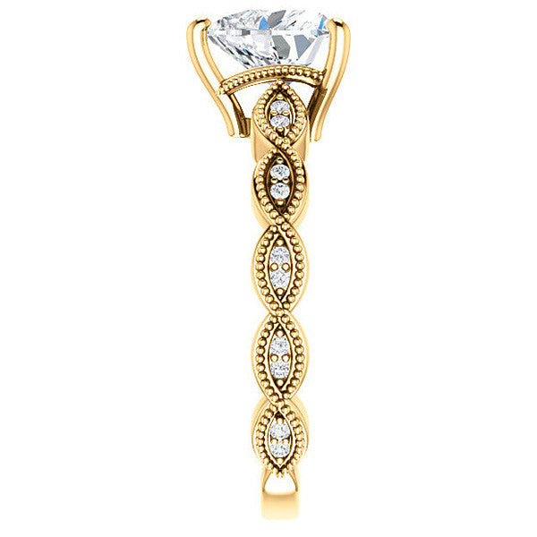Heart cut Infinity-Styled Moissanite Engagement Ring with Milgrain