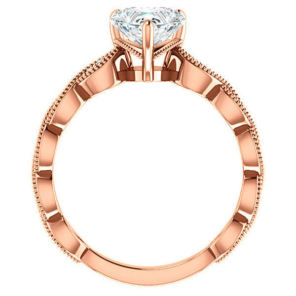Heart cut Infinity-Styled Moissanite Engagement Ring with Milgrain