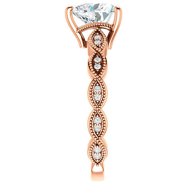 Heart cut Infinity-Styled Moissanite Engagement Ring with Milgrain