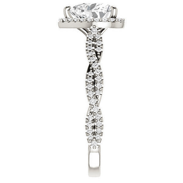 Heart Twisted Cathedral Halo Moissanite Engagement Ring