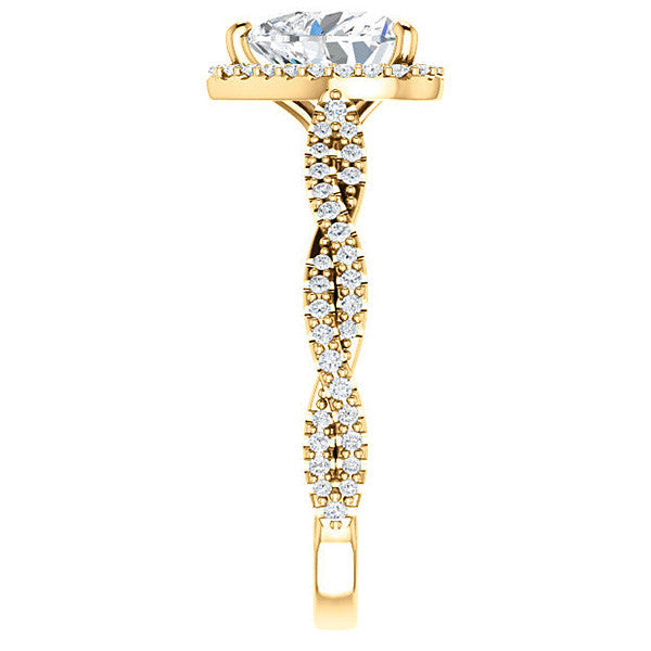 Heart Twisted Cathedral Halo Moissanite Engagement Ring