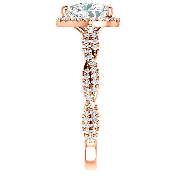 Heart Twisted Cathedral Halo Moissanite Engagement Ring