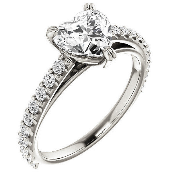 Heart cut Moissanite Double Prong Cathedral Engagement Ring