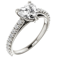 Heart cut Moissanite Double Prong Cathedral Engagement Ring