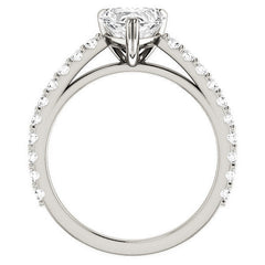 Heart cut Moissanite Double Prong Cathedral Engagement Ring