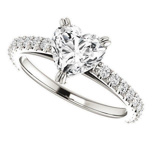 Heart cut Moissanite Double Prong Cathedral Engagement Ring