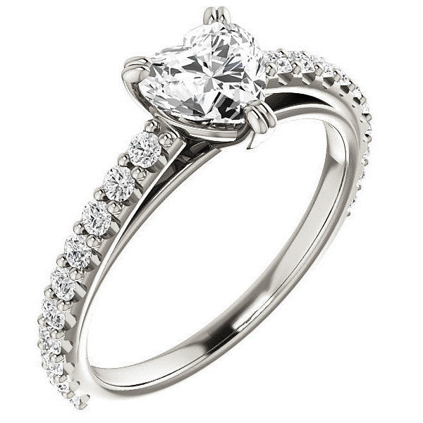 Heart cut Moissanite Double Prong Cathedral Engagement Ring