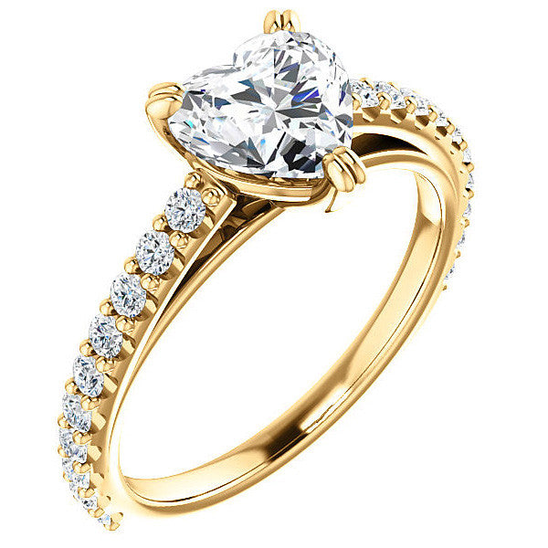 Heart cut Moissanite Double Prong Cathedral Engagement Ring