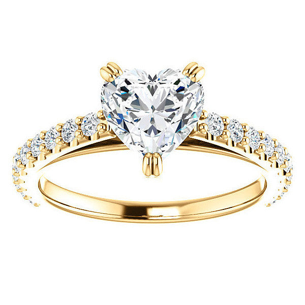 Heart cut Moissanite Double Prong Cathedral Engagement Ring