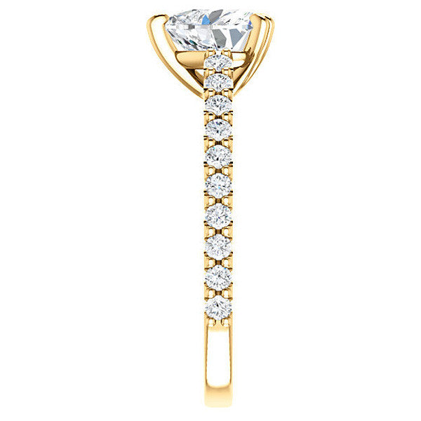 Heart cut Moissanite Double Prong Cathedral Engagement Ring