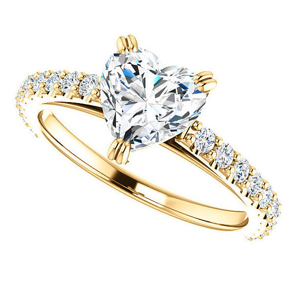 Heart cut Moissanite Double Prong Cathedral Engagement Ring