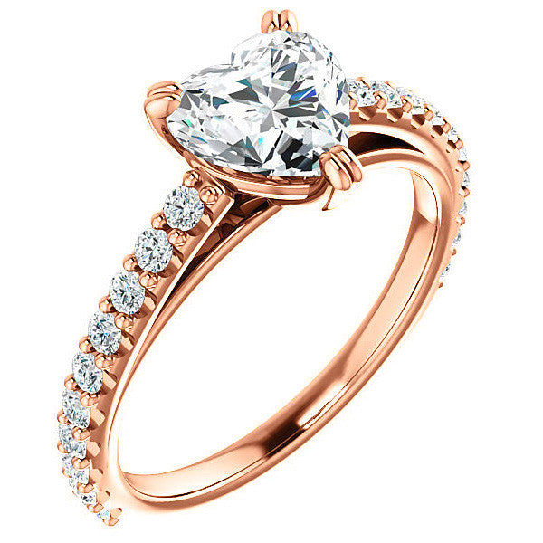 Heart cut Moissanite Double Prong Cathedral Engagement Ring