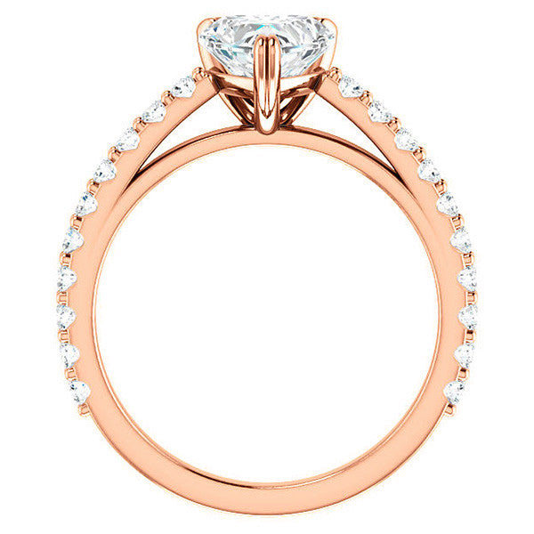 Heart cut Moissanite Double Prong Cathedral Engagement Ring