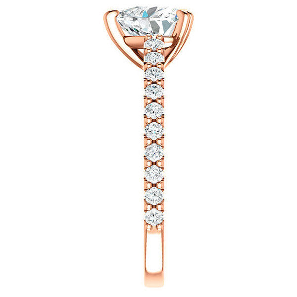 Heart cut Moissanite Double Prong Cathedral Engagement Ring