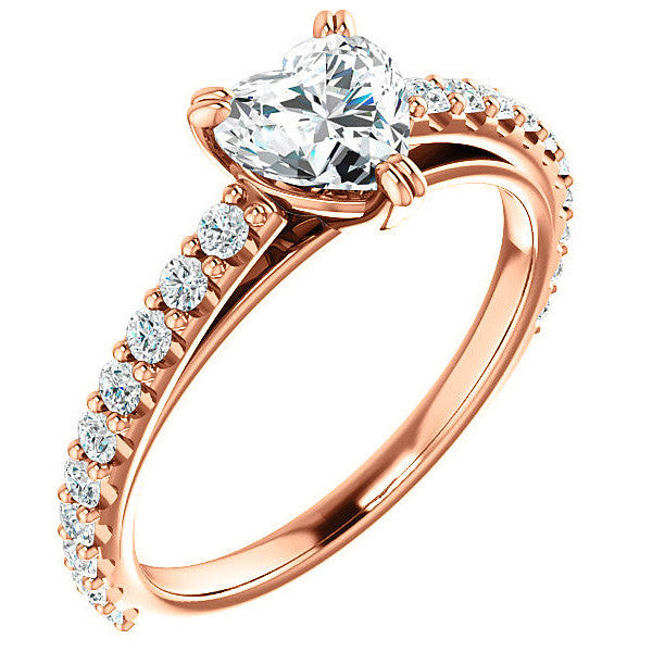 Heart cut Moissanite Double Prong Cathedral Engagement Ring