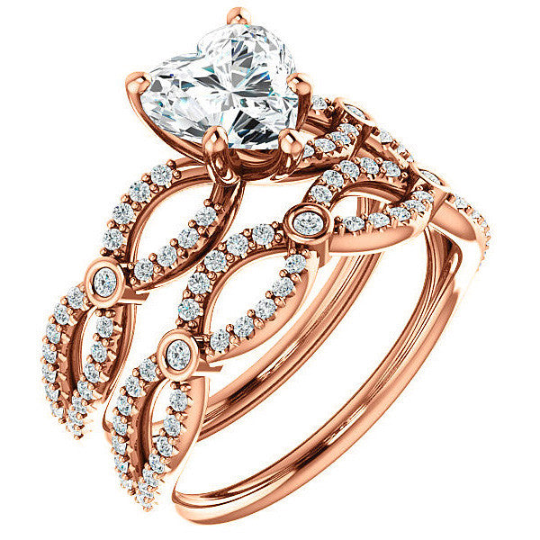 Heart Moissanite Infinity Styled Engagement Ring