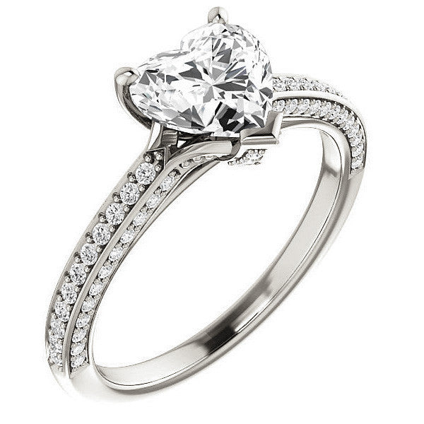 Heart Moissanite & Diamond Accented Engagement Ring