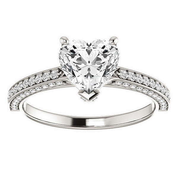 Heart Moissanite & Diamond Accented Engagement Ring