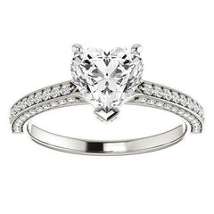 Heart Moissanite & Diamond Accented Engagement Ring