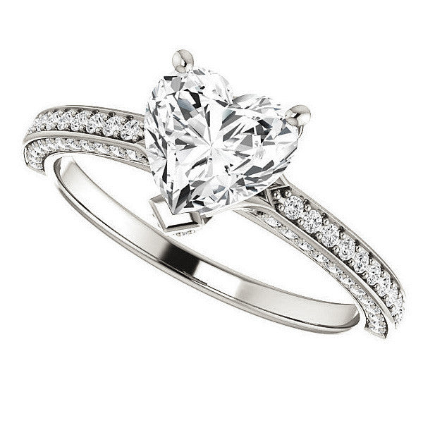 Heart Moissanite & Diamond Accented Engagement Ring