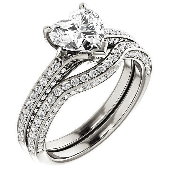 Heart Moissanite & Diamond Accented Engagement Ring
