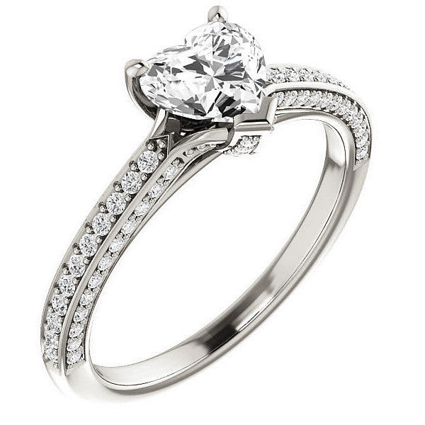 Heart Moissanite & Diamond Accented Engagement Ring