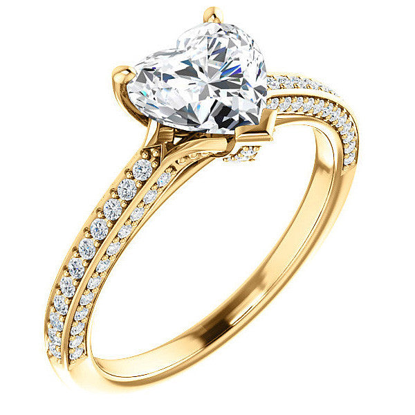 Heart Moissanite & Diamond Accented Engagement Ring