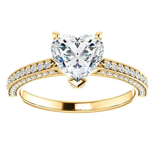 Heart Moissanite & Diamond Accented Engagement Ring
