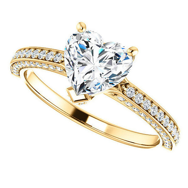 Heart Moissanite & Diamond Accented Engagement Ring