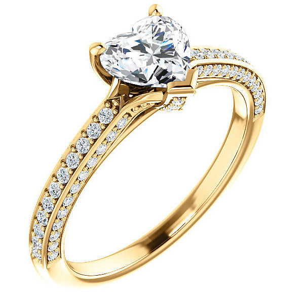 Heart Moissanite & Diamond Accented Engagement Ring