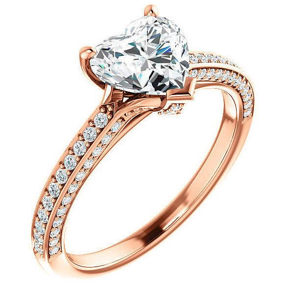 Heart Moissanite & Diamond Accented Engagement Ring