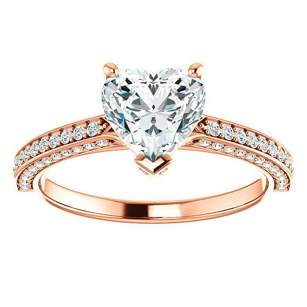 Heart Moissanite & Diamond Accented Engagement Ring