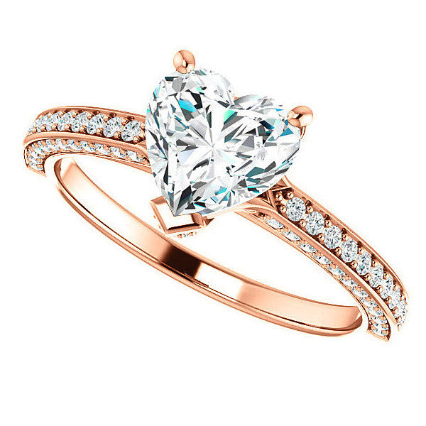 Heart Moissanite & Diamond Accented Engagement Ring