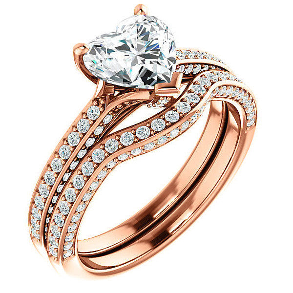Heart Moissanite & Diamond Accented Engagement Ring