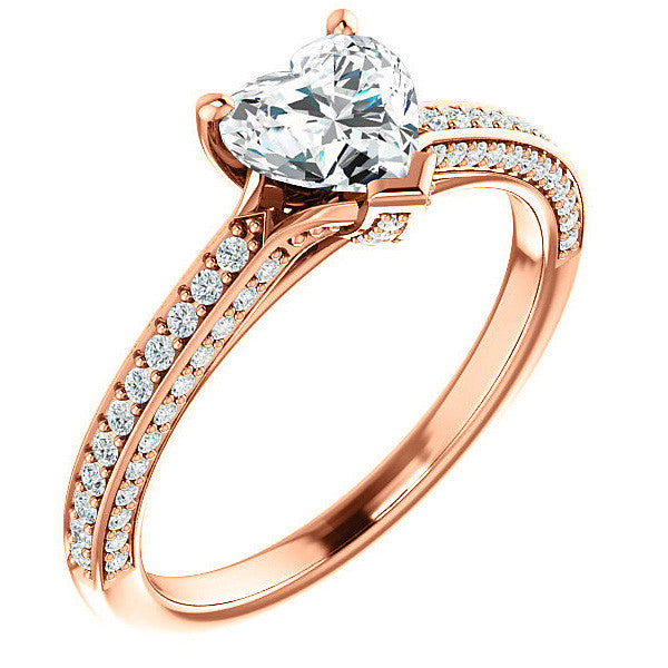 Heart Moissanite & Diamond Accented Engagement Ring