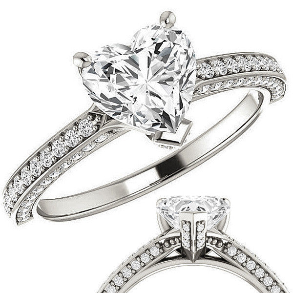 Heart Moissanite & Diamond Accented Engagement Ring
