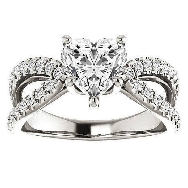Heart shaped Moissanite Infinity Style Engagement Ring