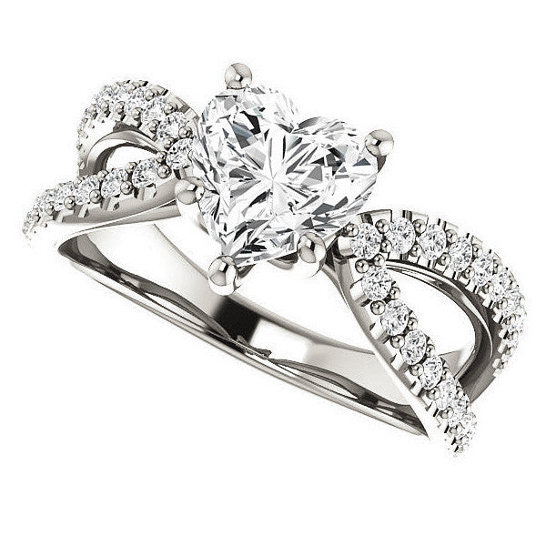 Heart shaped Moissanite Infinity Style Engagement Ring