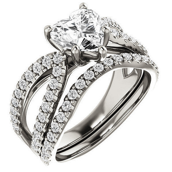Heart shaped Moissanite Infinity Style Engagement Ring