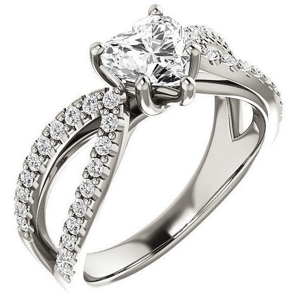 Heart shaped Moissanite Infinity Style Engagement Ring