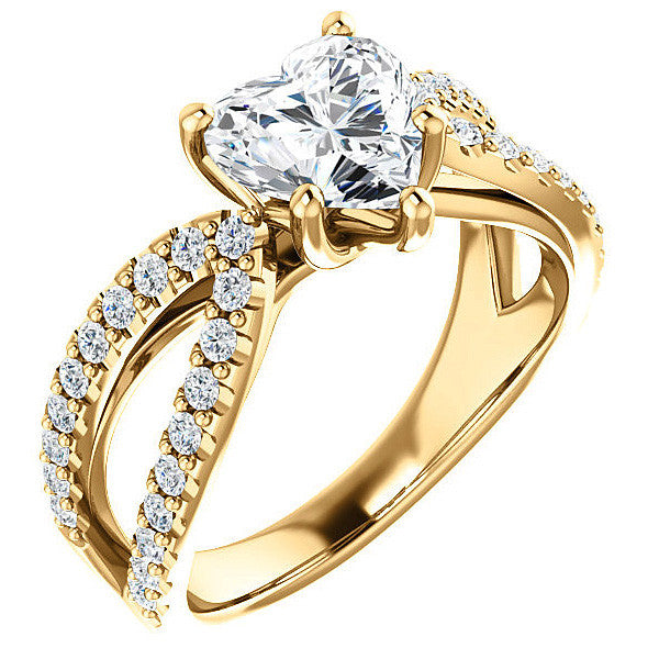 Heart shaped Moissanite Infinity Style Engagement Ring