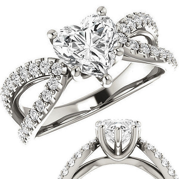 Heart shaped Moissanite Infinity Style Engagement Ring