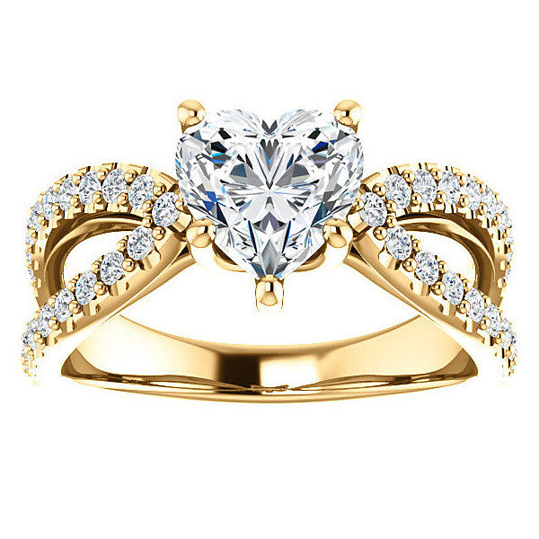 Heart shaped Moissanite Infinity Style Engagement Ring