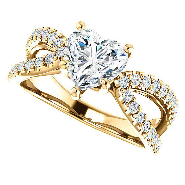 Heart shaped Moissanite Infinity Style Engagement Ring